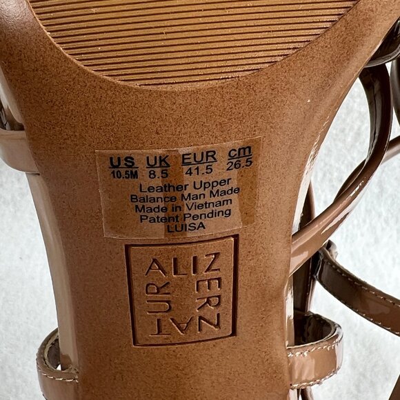 Naturalizer Luisa Beige Patent Strappy High Heel Sandals Leather Upper 10.5M - Picture 7 of 10